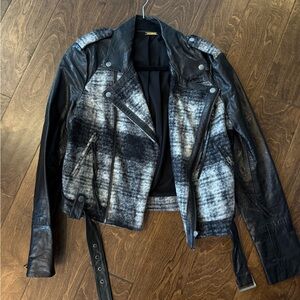 Plaid and leather Rebecca minkoff moto Jacket